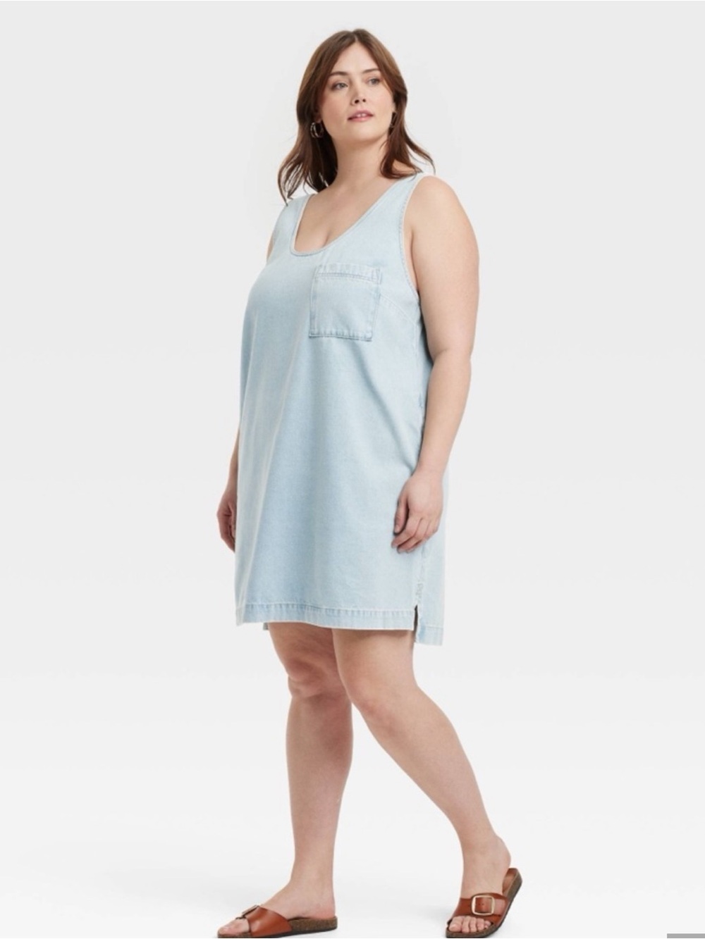 Universal Thread Light Wash Denim Tank Dress in Pale Blue